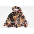 2014 New Trend Women Brown Peony Print Woven Wool Scarf